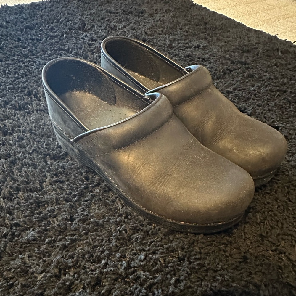 Dansko Black Leather Clogs